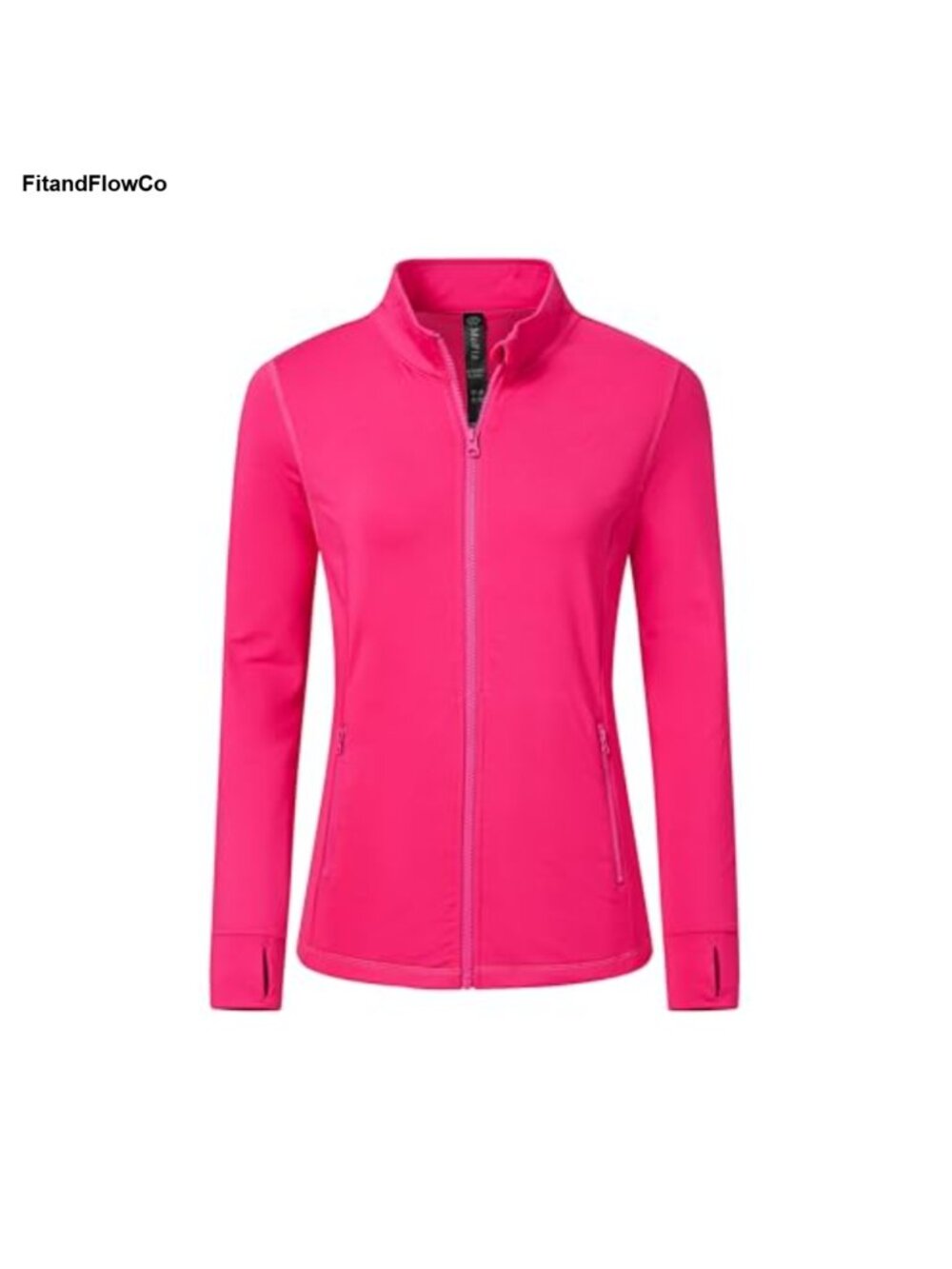Women's Fleece Lined Athletic Running Jacket UPF 50+ Full Zip Thumbhole